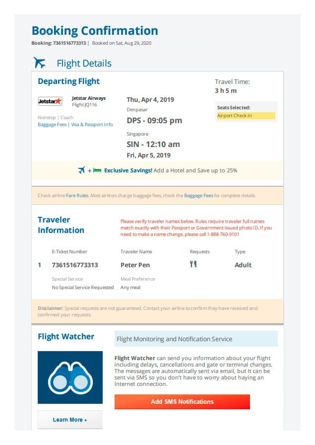 Fake Flight Tickets — Proof of Onward Travel